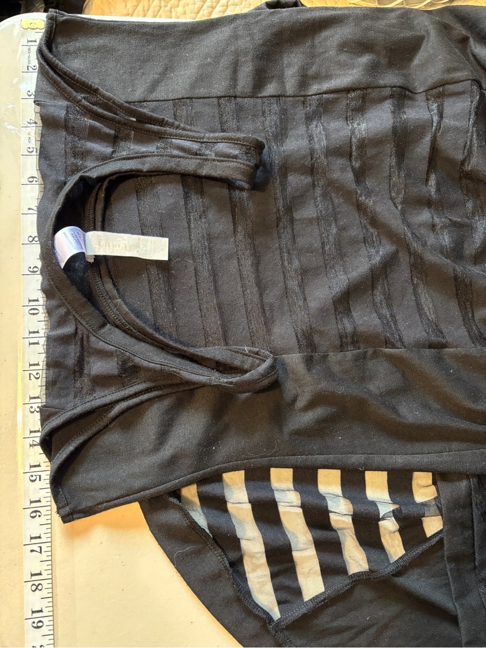Miken Swim Black Sheer Cover-Up Size Small Bodycon Festival Stripes High Low Hem - Picture 8 of 11